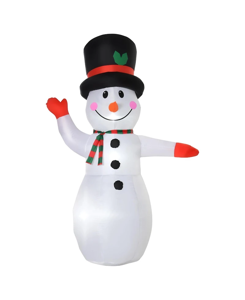 Homcom 8' Christmas Inflatable Waving Snowman Yard Decorations w/ Led Lights