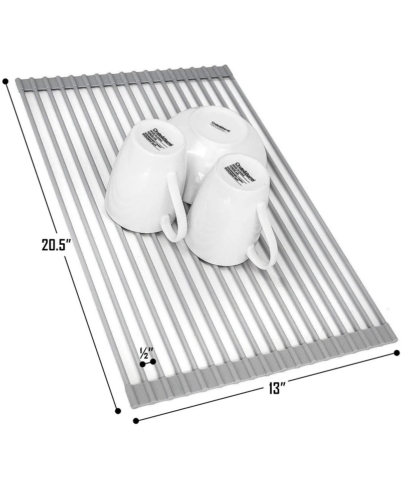 Sorbus Roll-Up Dish Drying Rack, Over the Sink Dish Drainer, Multipurpose Drying Rack for Dishes, Fruits & Vegetables, Silicone Coated Stainless Steel