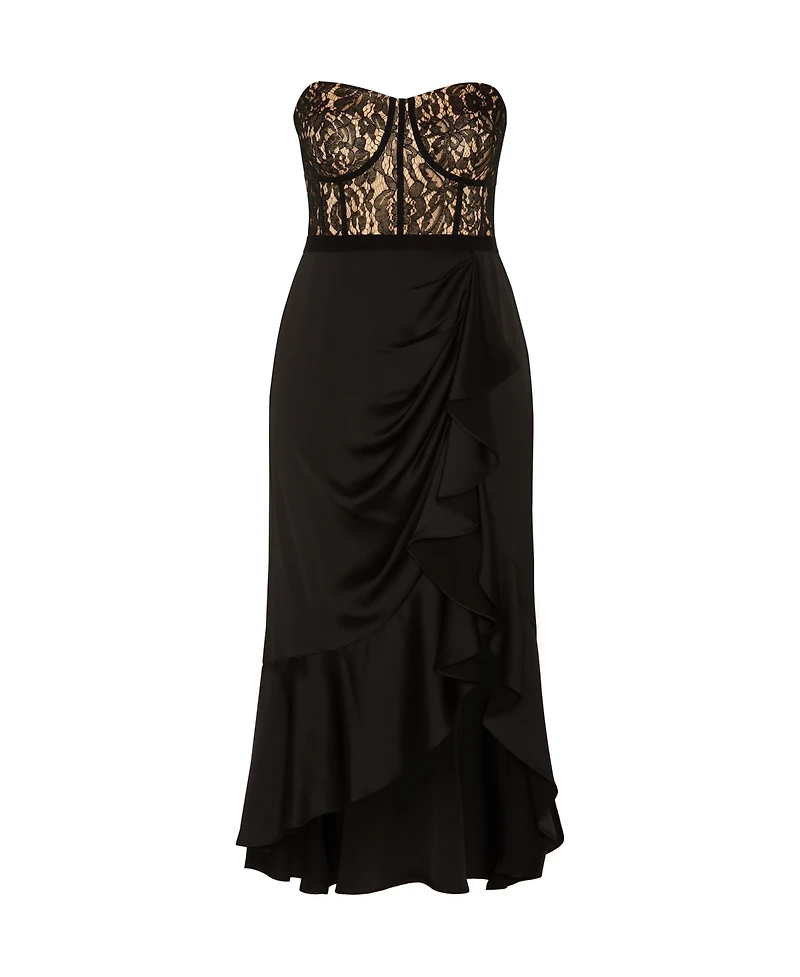 City Chic Plus Size Lace Ruffle Dress