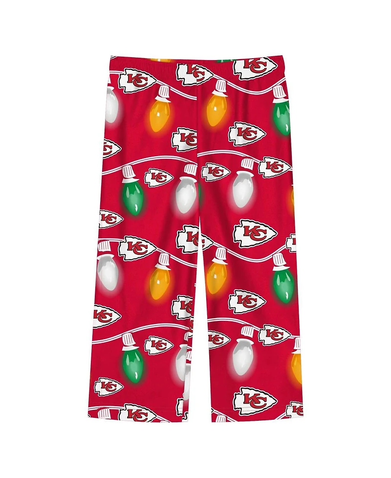 Outerstuff Toddler Kansas City Chiefs Two-Piece Garland Holiday Long Sleeve Pajama Set