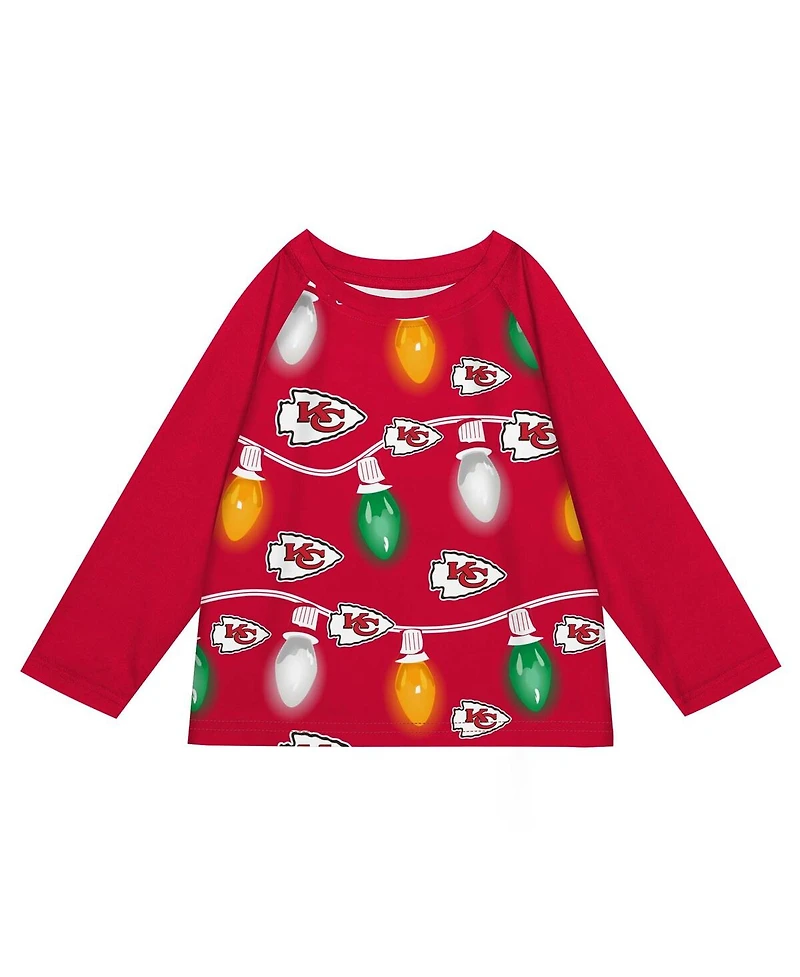 Outerstuff Preschool Kansas City Chiefs Two-Piece Garland Holiday Long Sleeve Pajama Set
