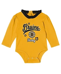 Outerstuff Baby Boys and Girls Black Boston Bruins Rink Queen Long Sleeve 3-Piece Set