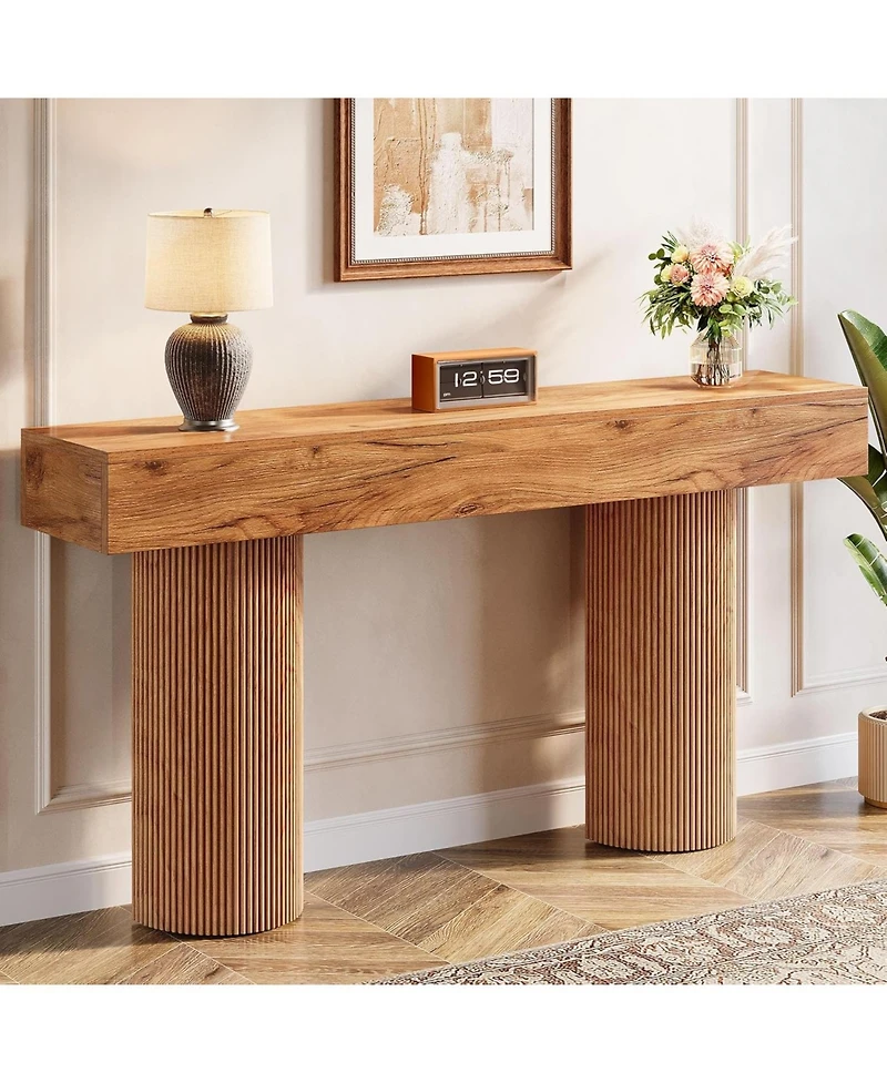 Tribesigns Farmhouse Console Table, 63-Inch Long Wooden Entryway Table Behind The Couch, Modern Narrow Entrance Foyer Accent Table Sofa Table
