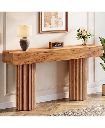 Tribesigns Farmhouse Console Table, 63-Inch Long Wooden Entryway Table Behind The Couch, Modern Narrow Entrance Foyer Accent Table Sofa Table