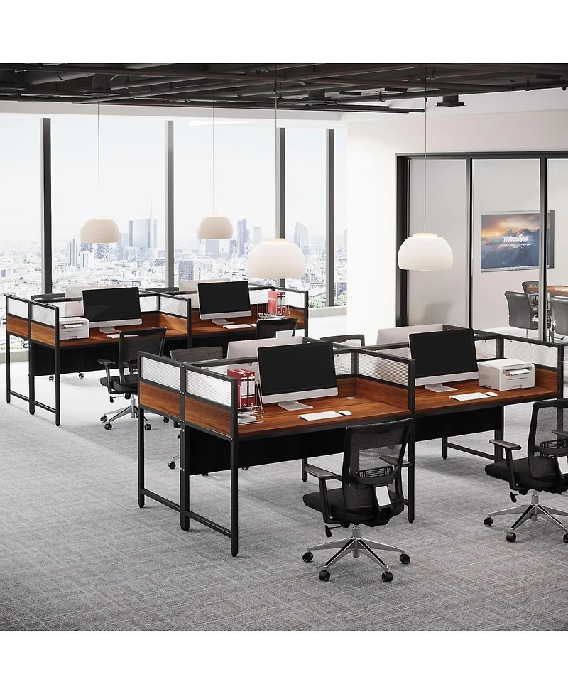 Tribesigns 94.48" Two-Person Office Desk with Privacy Panel, Long Computer Office Double Desk for 2 People