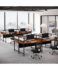 Tribesigns 94.48" Two-Person Office Desk with Privacy Panel, Long Computer Office Double Desk for 2 People