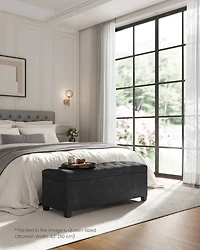 Upholstered Storage Bench with Hidden Compartment and Legs for End of Bed
