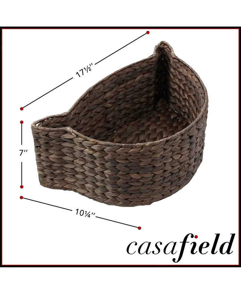 Casafield Cat Shaped Storage Basket - Natural, Large Water Hyacinth Pet Toy Bin Organizer