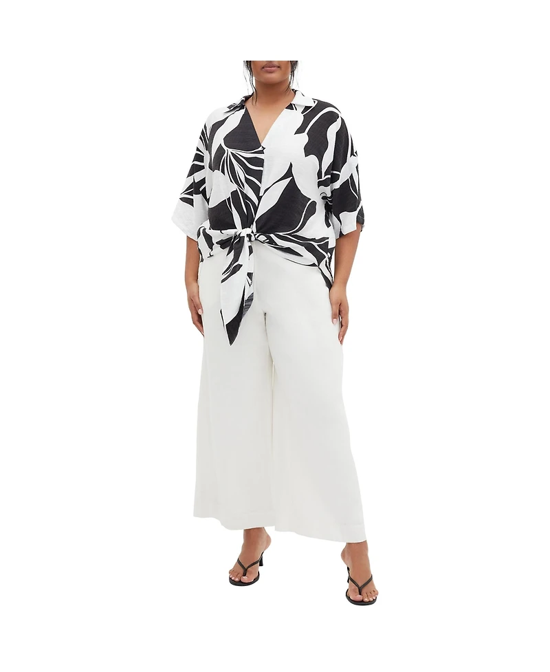 City Chic Plus Size Tie Print Shirt