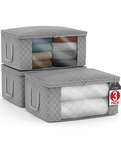 Sorbus 3 Pack Foldable Storage Bag Organizers - Great for Clothes, Blankets, Closets, Bedrooms