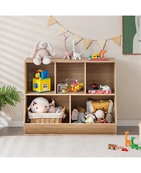 Gouun 5-Cube Wooden Kids Toy Storage Organizer with Anti-Tipping Kits