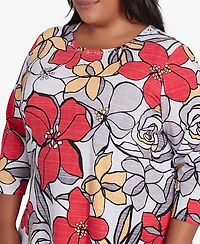 Alfred Dunner Plus Size Bold Floral Print Top