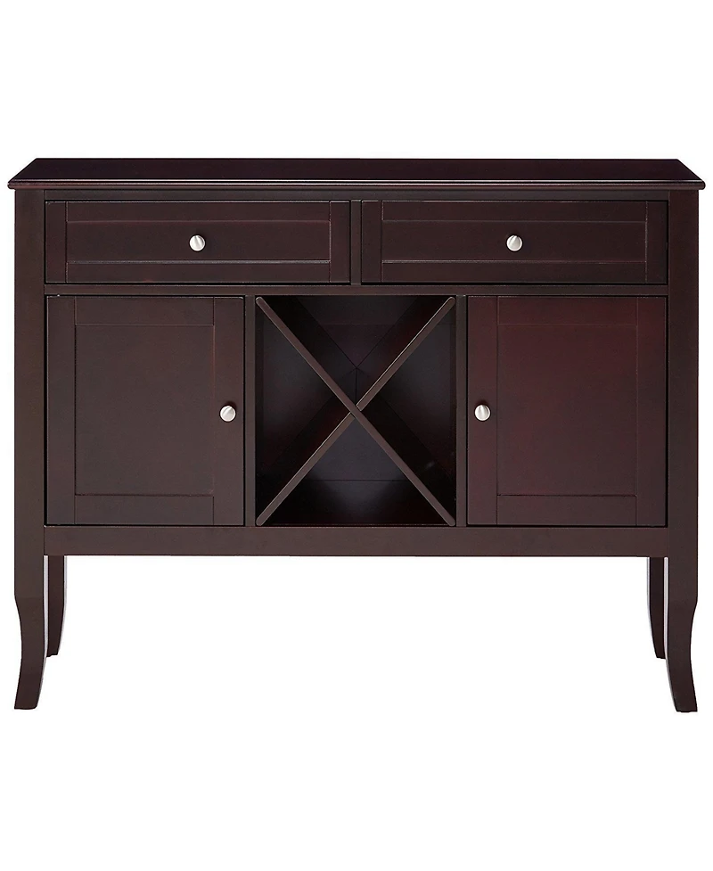 Kings Brand Furniture - Morovis Wine Cabinet Breakfront Buffet Storage Console Table, Dark Cherry