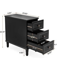 Tribesigns Solid Wood End Table Set of 2, Fully Assembled Narrow Side Table with Drawers, Pre-Assembled Nightstand Slim Bedside Table for Small Spaces