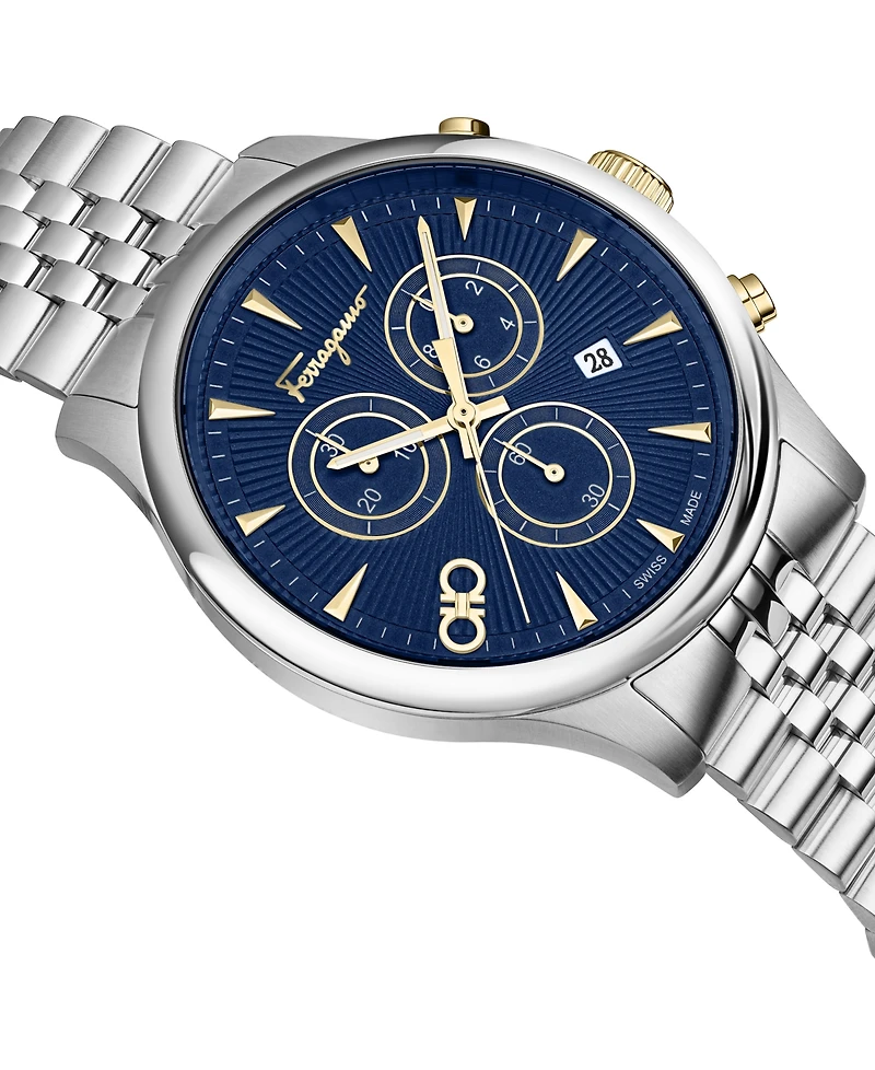 Ferragamo Men's Swiss Chronograph Duo Stainless Steel Bracelet Watch 42mm