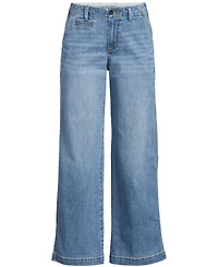 Lands' End Women's Mid Rise Denim Wide Leg Ankle Jeans