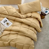 Snorze Cloud Comforter Set - Coma Inducer Ultra Cozy Bamboo - Oversized Comforter in New Wheat,Qn
