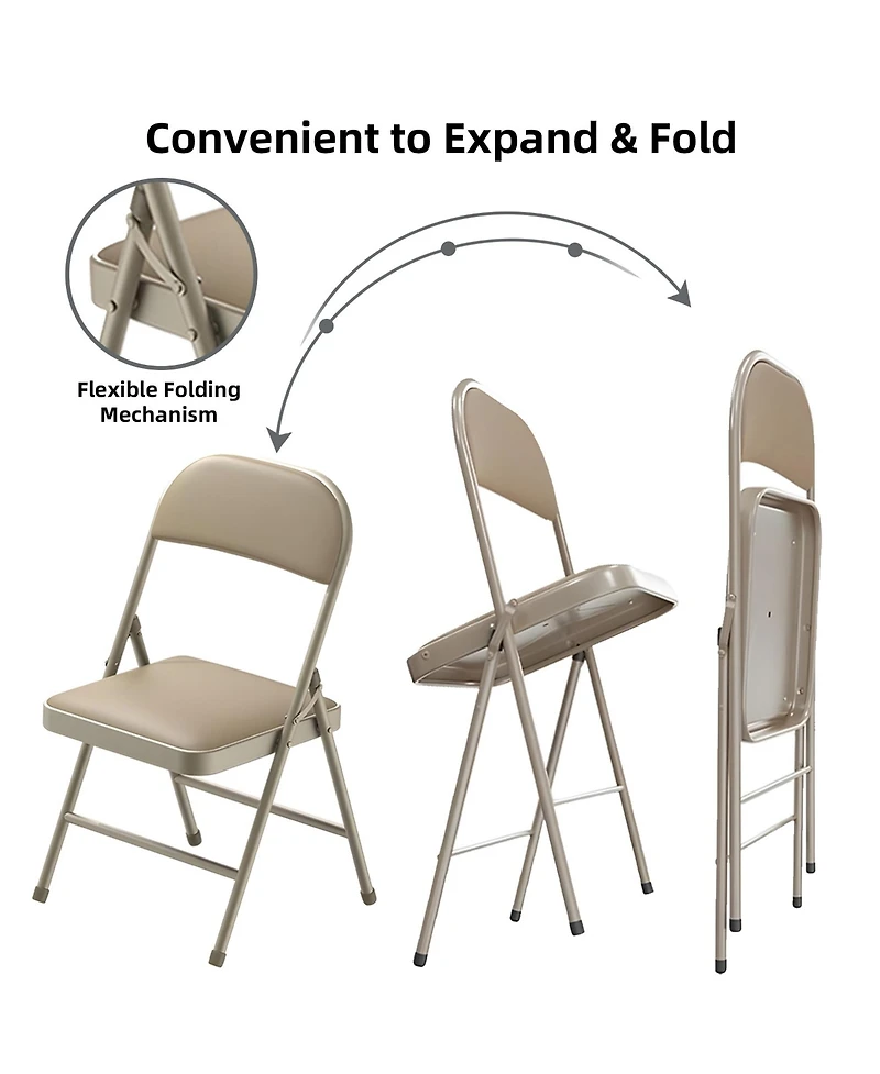 Sugift Outdoor/Indoor Vinyl Padded Folding Dining Chair (Set of 6)