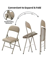 Sugift Outdoor/Indoor Vinyl Padded Folding Dining Chair (Set of 6)