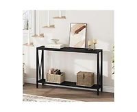 gaomon Entryway Table, Industrial Console Table with V Design, 43" 2 Tier Sofa Table with Storage, Narrow Console Table for Entryway Living Room