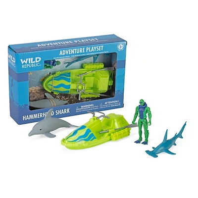 Wild Republic Adventure Box Set Shark Figurines, 4 Pieces