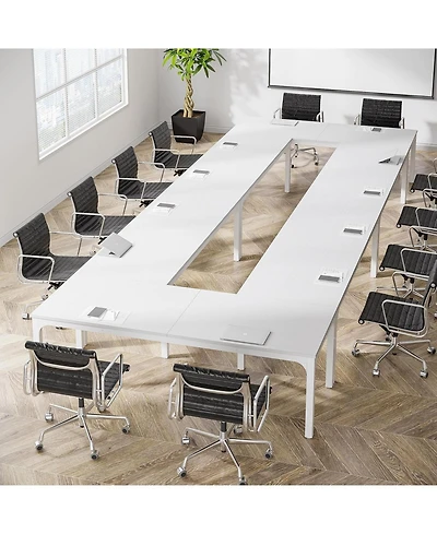 Tribesigns 78.74-Inch Conference Table Set of 6, 19FT Conference Room Table, Large Rectangle Meeting Seminar Table Set for 16-22 Person, Long Business