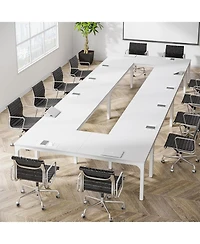 Tribesigns 78.74-Inch Conference Table Set of 6, 19FT Conference Room Table, Large Rectangle Meeting Seminar Table Set for 16-22 Person, Long Business