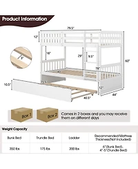 Twin Over Twin Bunk Bed with Pull-out Trundle and Ladder