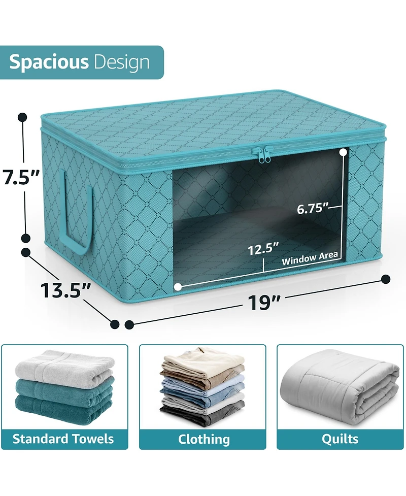 Sorbus Pack Medium Foldable Clothes Storage Bags with Clear Window, Zipper Lid and Carry Handles - for Organizing Bedroom, Closet