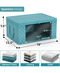 Sorbus Pack Medium Foldable Clothes Storage Bags with Clear Window, Zipper Lid and Carry Handles - for Organizing Bedroom, Closet
