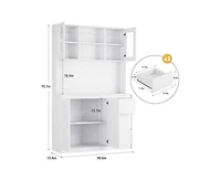 gaomon Tall Kitchen Pantry Cabinet, Kitchen Storage Cabinet with Led Lights and Power Outlets, Food Pantry Cabinet with Microwave Stand, Glass Door, A