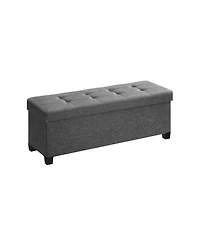 Storage Ottoman Bench with Wooden Feet for Bedroom, Entryway, or Living Room