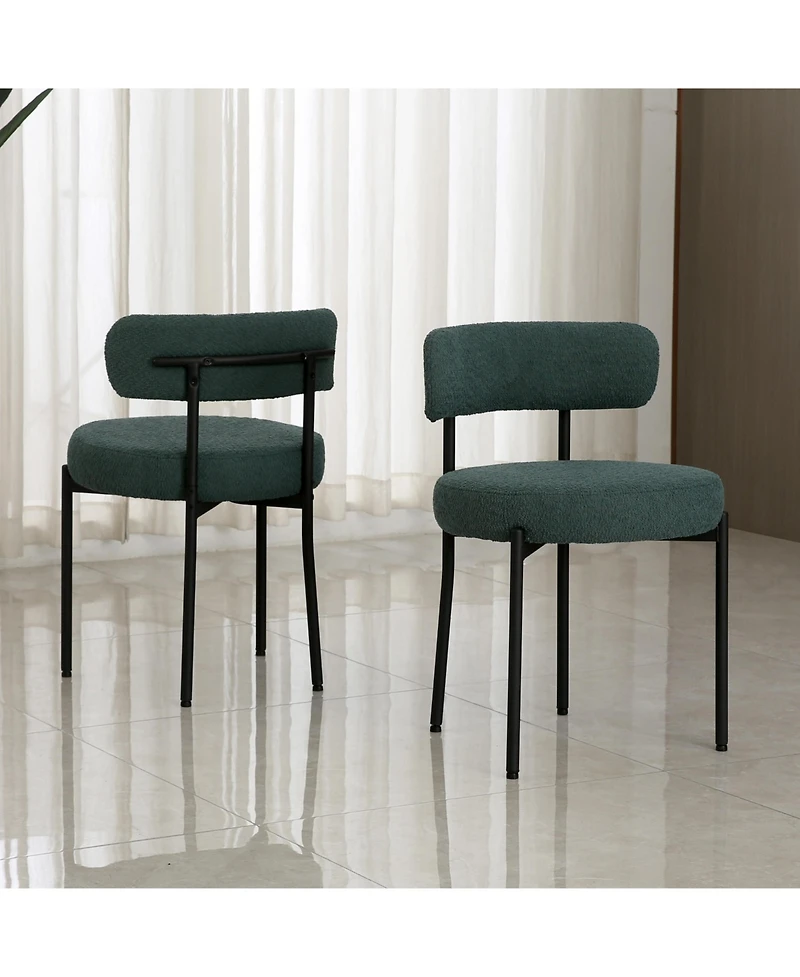 Dyhome Boucle Dining Chairs Set of 4, Upholstered Kitchen Room Chairs, Side with Thick Cushions and Metal Legs