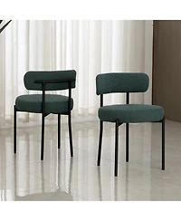 Dyhome Boucle Dining Chairs Set of 4, Upholstered Kitchen Room Chairs, Side with Thick Cushions and Metal Legs