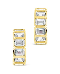 Sterling Forever Nyssa Bezel Cubic Zirconia Station Hoop Earrings