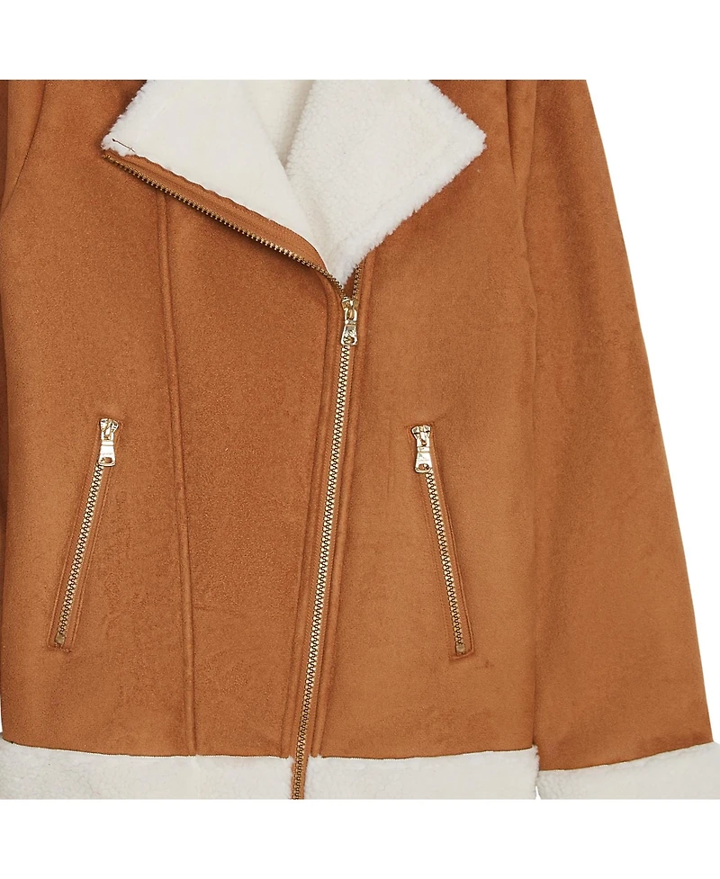 Jessica Simpson Girls 7-16 Fashion Faux Suede Moto Jacket