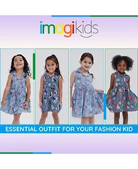 Disney Minnie Mouse Mickey Daisy Lilo & Stitch Princess Belle Ariel Girls Chambray Skater Dress Toddler to Big Kid