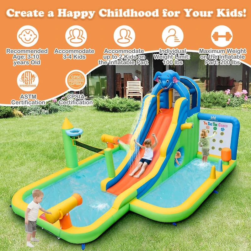 Inflatable Water Slide Giant Water Park for Kids Backyard Fun with 950W Blower