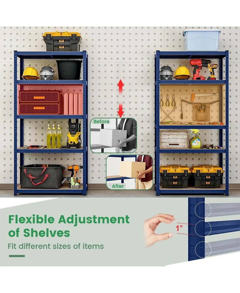 4 Pcs 5 Tier Adjustable Garage Shelving Unit with 2200 lbs Max Load for Warehouse