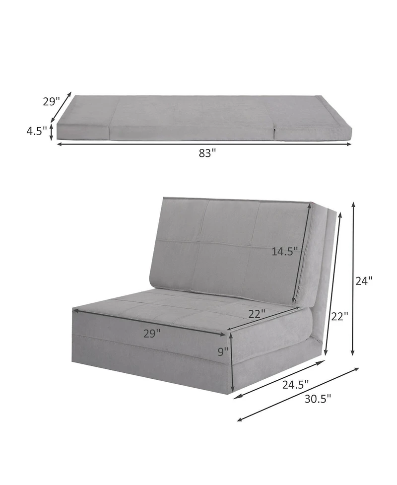 Gouun Convertible Lounger Folding Sofa Sleeper Bed