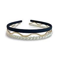 Headband Set - Blue + Pearl + Gold