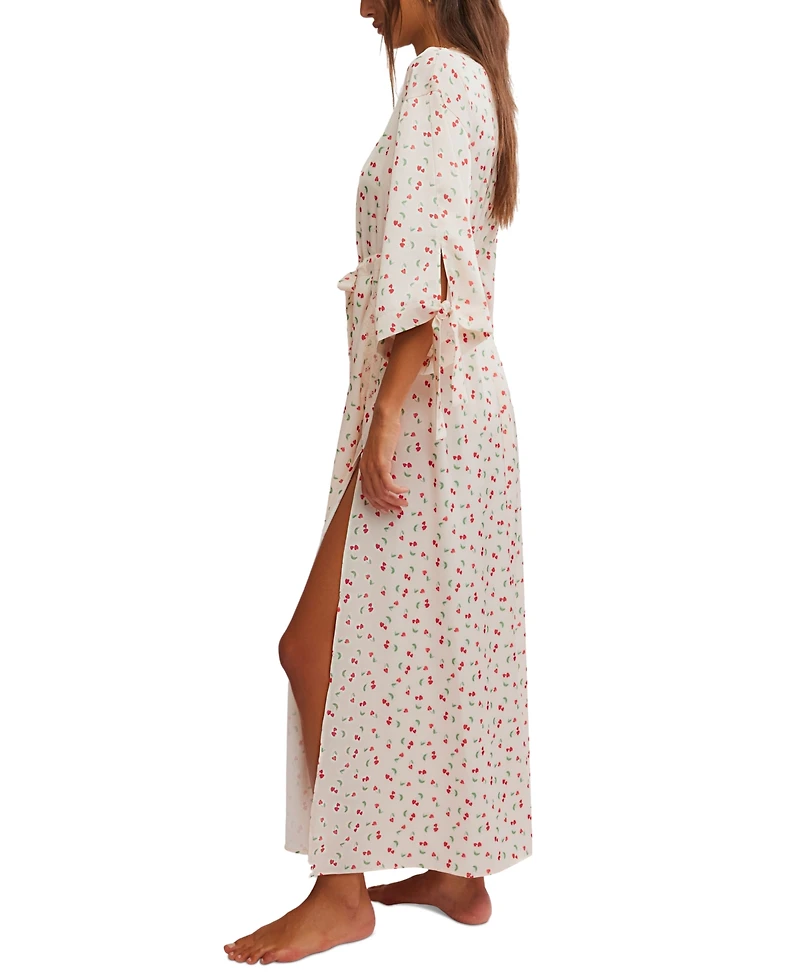 Free People Women's First Blush Printed 3/4-Sleeve Robe