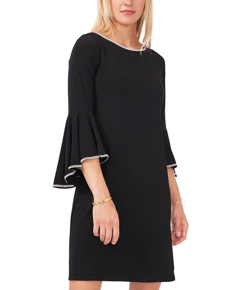 Msk Rhinestone-Trim Bell-Sleeve Dress