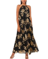 Msk Metallic Print Pleated Blouson Gown 2p 20