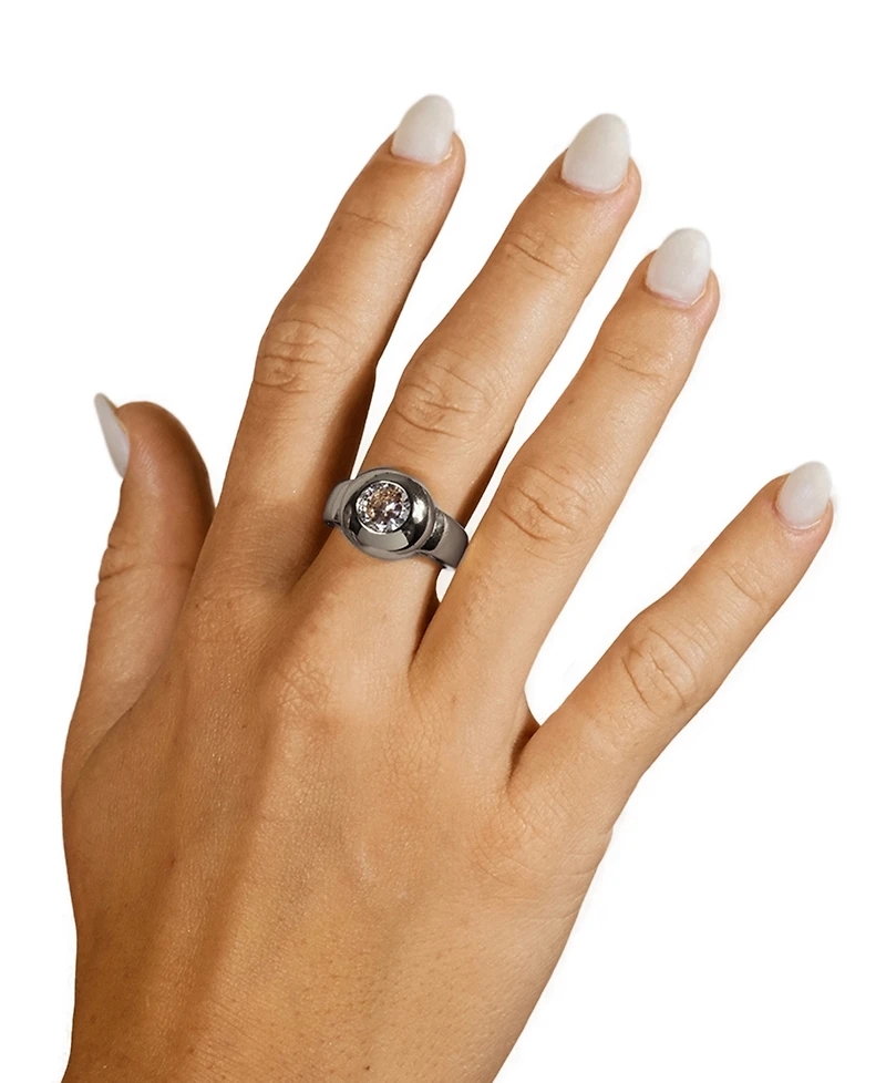 Sterling Forever Zora Cubic Zirconia Dome Signet Statement Ring