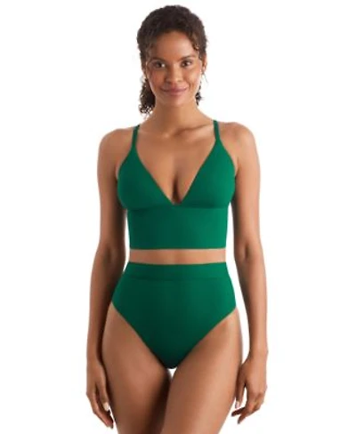 Mimi Flamingo Womens Blake Solid Tankini Top Brooke High Waisted Bikini Bottoms
