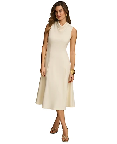 Donna Karan New York Women's Cowlneck Sleeveless Midi Dress