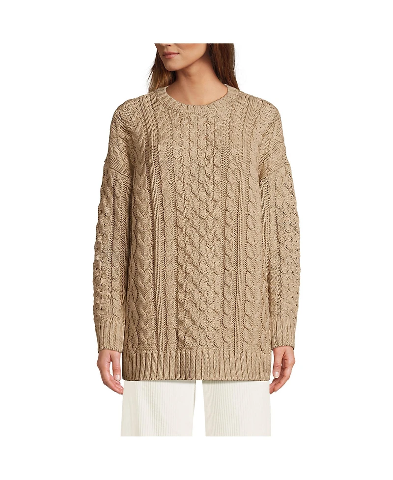 Lands' End Women's Oversized Drifter Cable Tunic Sweater