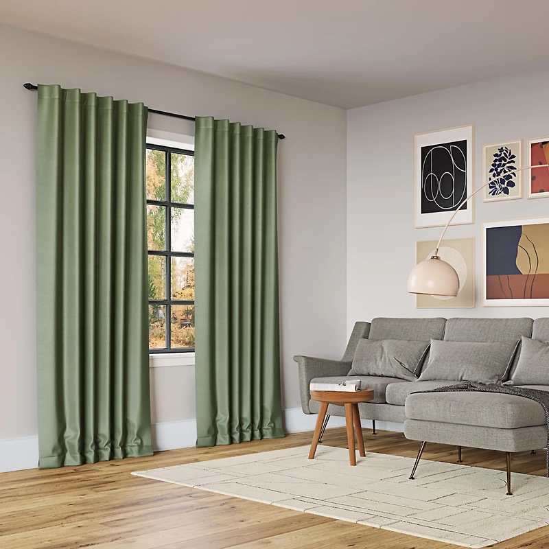Evelina Faux Dupioni Silk Thermal Extreme 100% Blackout Back Tab Curtain Panel