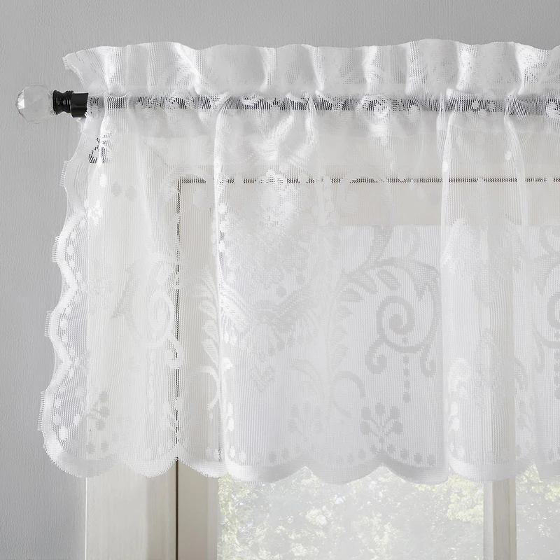 No. 918 Ariella Floral Lace Sheer Rod Pocket Kitchen Curtain Valance